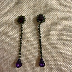 Elegant Purple and Green Drop Earrings